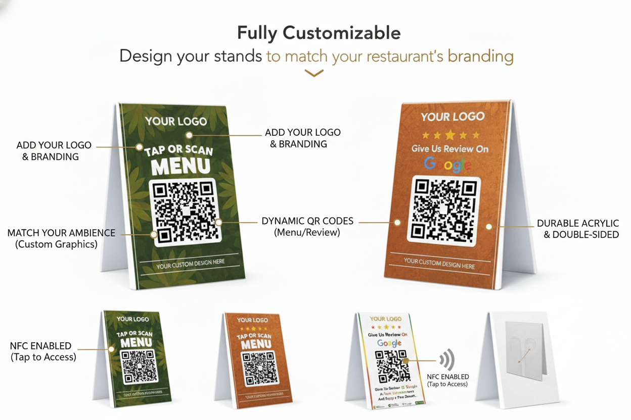 Premium Acrylic Double-Sided QR Code and NFC Enabled Stand