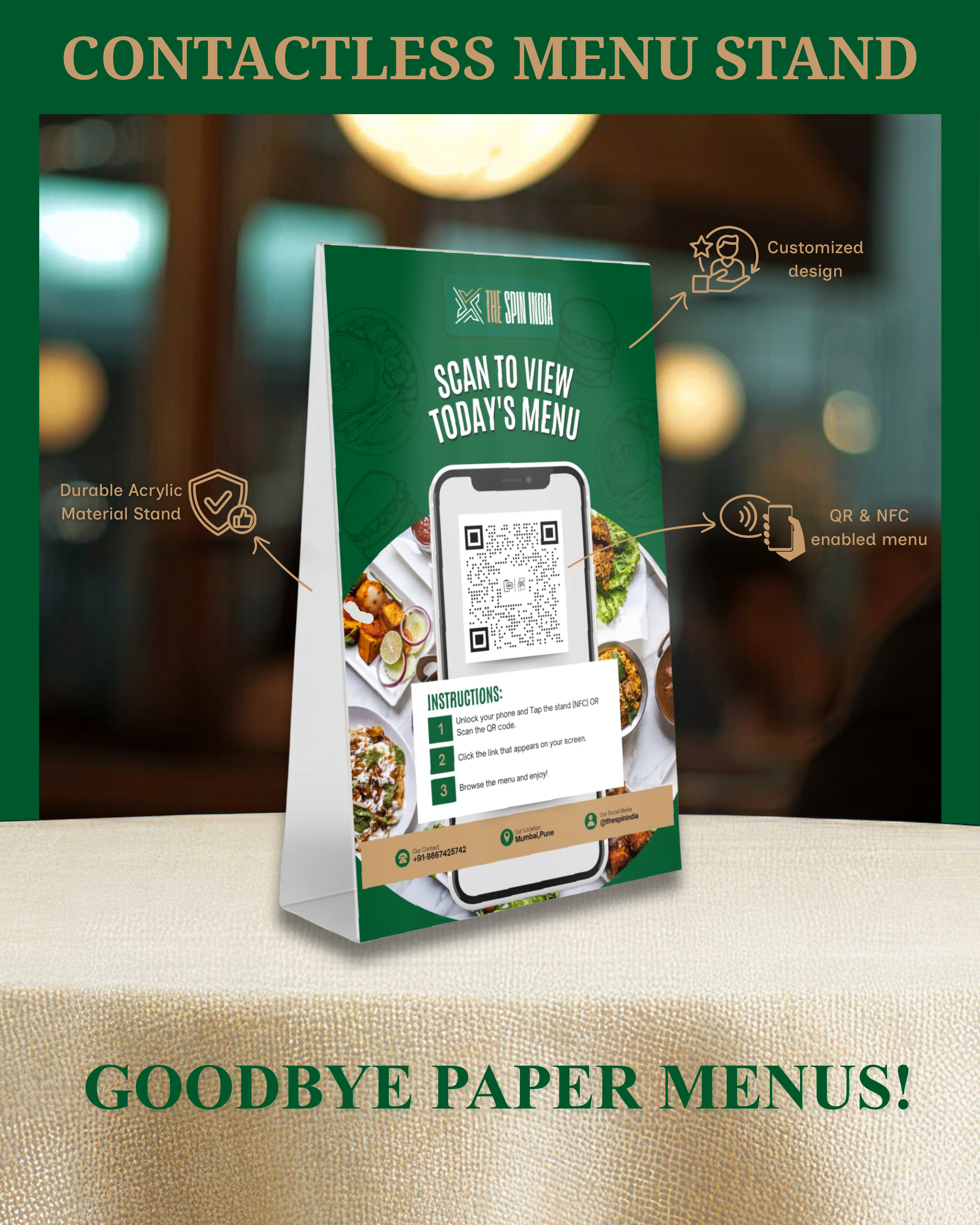 Premium Acrylic Double-Sided QR Code and NFC Enabled Stand